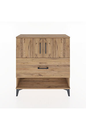 Arges Şifonyer 2 Raflı Tek Çekmeceli 2 Kapaklı 88x30x96 Çam-Çam