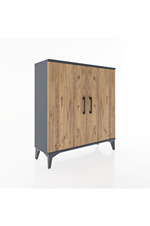Arges Şifonyer 2 Kapaklı 88x30x96 Antrasit-Çam
