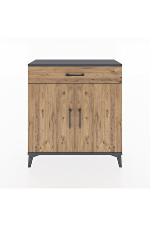 Arges Şifonyer 2 Raflı Tek Çekmeceli 2 Kapaklı 88x30x96 Antrasit-Çam