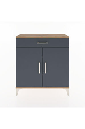 Arges Şifonyer 2 Raflı Tek Çekmeceli 2 Kapaklı 88x30x96 Çam-Antrasit
