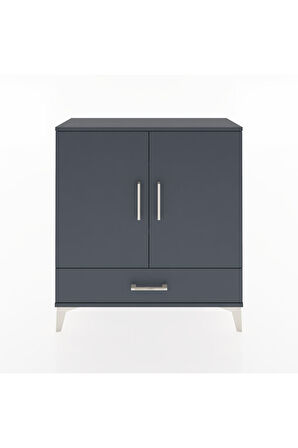 Arges Şifonyer 3 Raflı Tek Çekmeceli 2 Kapaklı 88x30x96 Antrasit-Antrasit