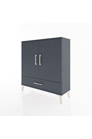 Arges Şifonyer 3 Raflı Tek Çekmeceli 2 Kapaklı 88x30x96 Antrasit-Antrasit