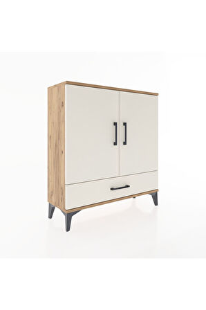 Arges Şifonyer 3 Raflı Tek Çekmeceli 2 Kapaklı 88x30x96 Çam-Aytaşı