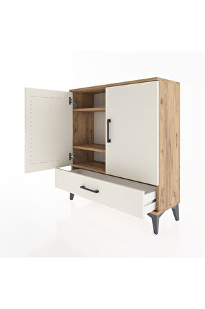 Arges Şifonyer 3 Raflı Tek Çekmeceli 2 Kapaklı 88x30x96 Çam-Aytaşı