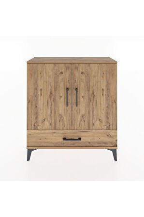 Arges Şifonyer 3 Raflı Tek Çekmeceli 2 Kapaklı 88x30x96 Çam-Çam