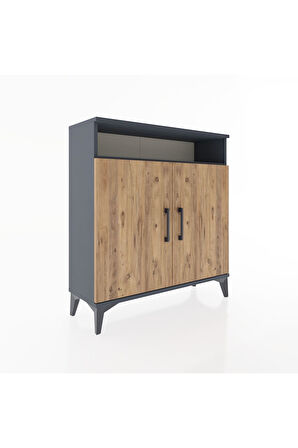 Arges Şifonyer 3 Raflı 2 Kapaklı 88x30x96 Antrasit-Çam