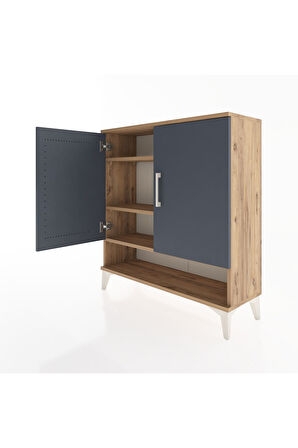 Arges Şifonyer 3 Raflı 2 Kapaklı 88x30x96 Çam-Antrasit