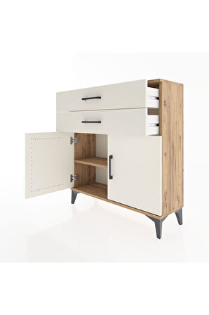 Arges Şifonyer Tek Raflı 2 Çekmeceli 2 Kapaklı 88x30x96 Çam-Aytaşı
