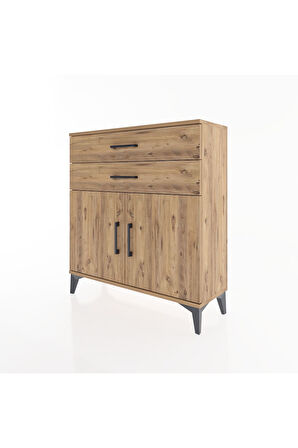 Arges Şifonyer Tek Raflı 2 Çekmeceli 2 Kapaklı 88x30x96 Çam-Çam