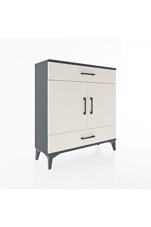 Arges Şifonyer 2 Raflı 2 Çekmeceli 2 Kapaklı 88x30x96 Antrasit-Aytaşı