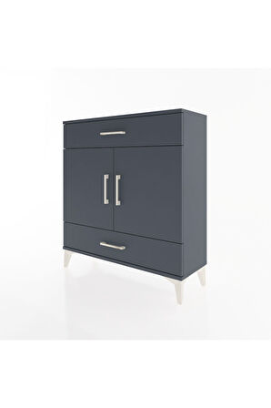 Arges Şifonyer 2 Raflı 2 Çekmeceli 2 Kapaklı 88x30x96 Antrasit-Antrasit