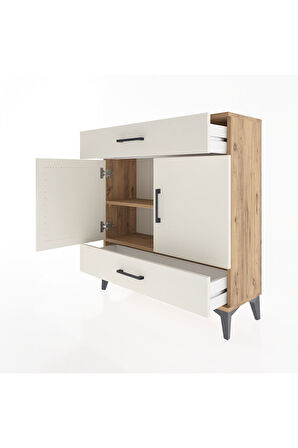 Arges Şifonyer 2 Raflı 2 Çekmeceli 2 Kapaklı 88x30x96 Çam-Aytaşı