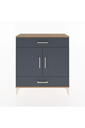 Arges Şifonyer 2 Raflı 2 Çekmeceli 2 Kapaklı 88x30x96 Çam-Antrasit