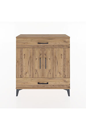 Arges Şifonyer 2 Raflı 2 Çekmeceli 2 Kapaklı 88x30x96 Çam-Çam