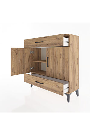 Arges Şifonyer 2 Raflı 2 Çekmeceli 2 Kapaklı 88x30x96 Çam-Çam