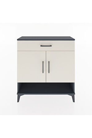 Arges Şifonyer 2 Raflı Tek Çekmeceli 2 Kapaklı 88x30x96 Antrasit-Aytaşı
