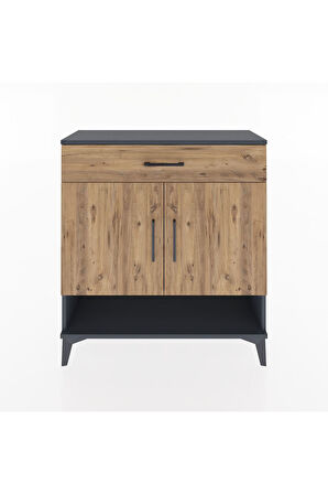 Arges Şifonyer 2 Raflı Tek Çekmeceli 2 Kapaklı 88x30x96 Antrasit-Çam
