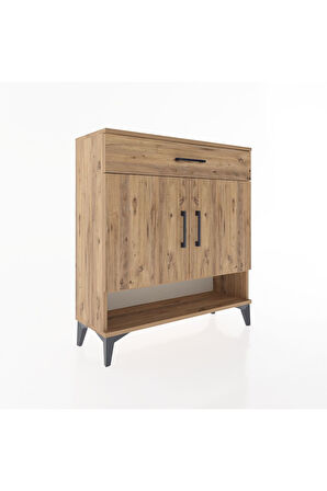 Arges Şifonyer 2 Raflı Tek Çekmeceli 2 Kapaklı 88x30x96 Çam-Çam