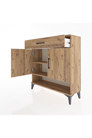 Arges Şifonyer 2 Raflı Tek Çekmeceli 2 Kapaklı 88x30x96 Çam-Çam