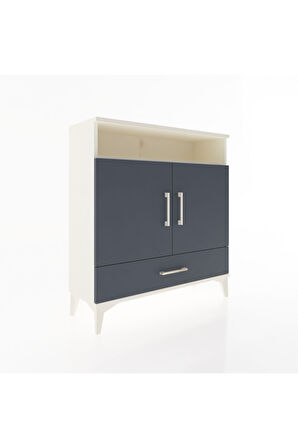 Arges Şifonyer 3 Raflı Tek Çekmeceli 2 Kapaklı 88x30x96 Aytaşı-Antrasit