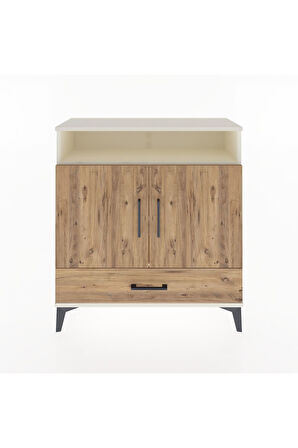 Arges Şifonyer 3 Raflı Tek Çekmeceli 2 Kapaklı 88x30x96 Aytaşı-Çam
