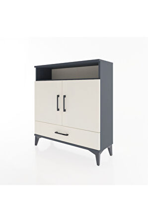 Arges Şifonyer 3 Raflı Tek Çekmeceli 2 Kapaklı 88x30x96 Antrasit-Aytaşı