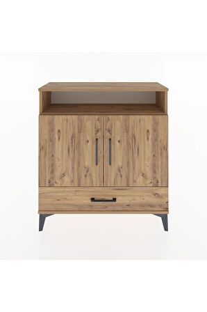 Arges Şifonyer 3 Raflı Tek Çekmeceli 2 Kapaklı 88x30x96 Çam-Çam