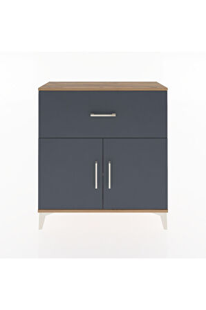 Arges Şifonyer Tek Raflı Tek Çekmeceli 2 Kapaklı 88x30x96 Çam-Antrasit