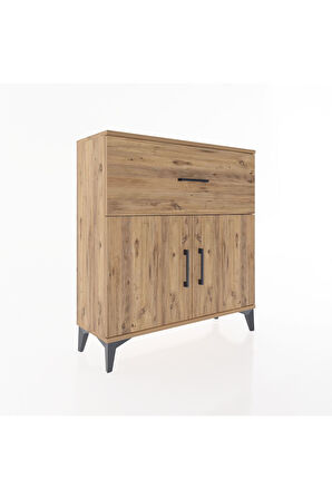 Arges Şifonyer Tek Raflı Tek Çekmeceli 2 Kapaklı 88x30x96 Çam-Çam