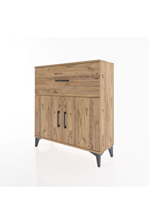 Arges Şifonyer Tek Raflı Tek Çekmeceli 2 Kapaklı 88x30x96 Çam-Çam