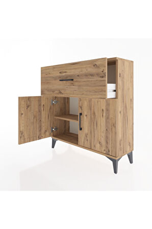 Arges Şifonyer Tek Raflı Tek Çekmeceli 2 Kapaklı 88x30x96 Çam-Çam