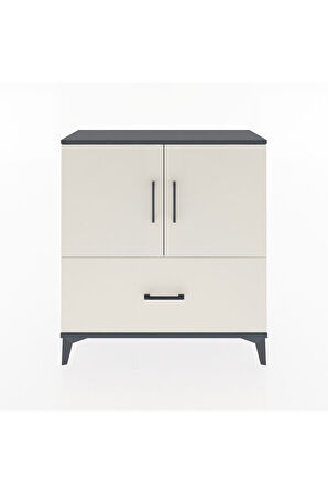 Arges Şifonyer 2 Raflı Tek Çekmeceli 2 Kapaklı 88x30x96 Antrasit-Aytaşı