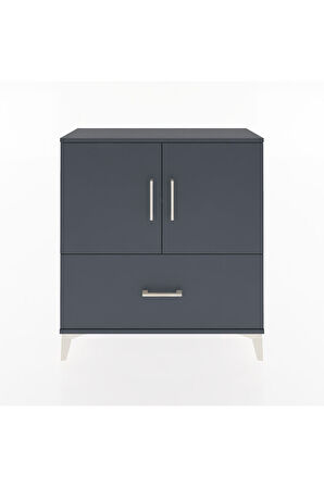Arges Şifonyer 2 Raflı Tek Çekmeceli 2 Kapaklı 88x30x96 Antrasit-Antrasit