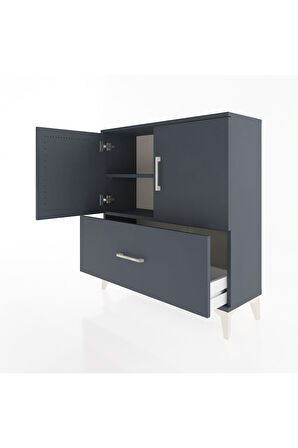 Arges Şifonyer 2 Raflı Tek Çekmeceli 2 Kapaklı 88x30x96 Antrasit-Antrasit