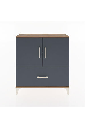 Arges Şifonyer 2 Raflı Tek Çekmeceli 2 Kapaklı 88x30x96 Çam-Antrasit