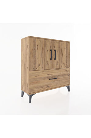 Arges Şifonyer 2 Raflı Tek Çekmeceli 2 Kapaklı 88x30x96 Çam-Çam