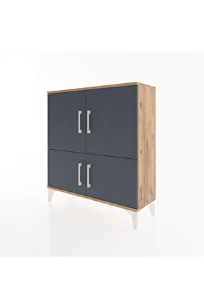 Arges Şifonyer 3 Raflı 4 Kapaklı 88x30x96 Çam-Antrasit