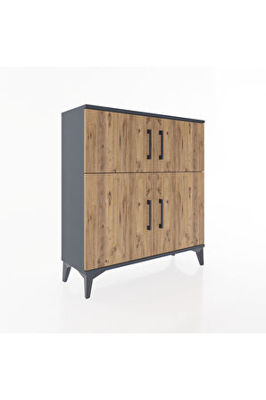 Arges Şifonyer 3 Raflı 4 Kapaklı 88x30x96 Antrasit-Çam