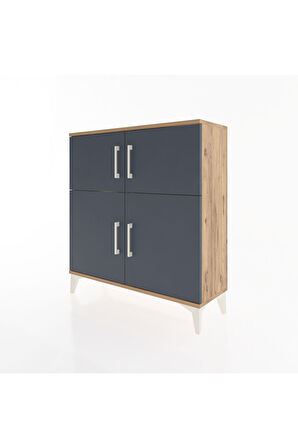 Arges Şifonyer 3 Raflı 4 Kapaklı 88x30x96 Çam-Antrasit