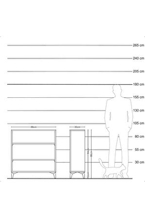 Arges Şifonyer 2 Raflı 88x30x96 Çam-Antrasit