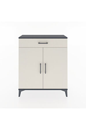 Arges Şifonyer Tek Raflı Tek Çekmeceli 2 Kapaklı 88x30x106 Antrasit-Aytaşı