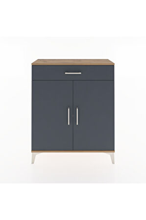Arges Şifonyer Tek Raflı Tek Çekmeceli 2 Kapaklı 88x30x106 Çam-Antrasit