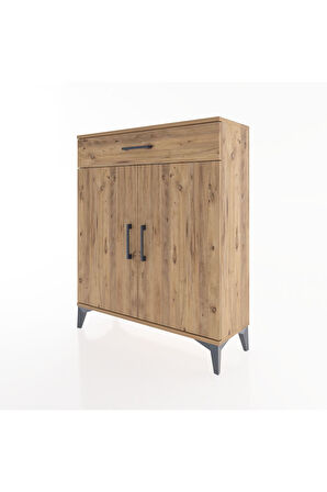 Arges Şifonyer Tek Raflı Tek Çekmeceli 2 Kapaklı 88x30x106 Çam-Çam