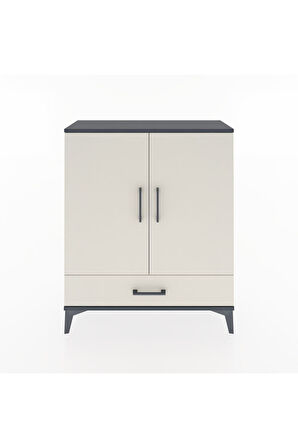 Arges Şifonyer 2 Raflı Tek Çekmeceli 2 Kapaklı 88x30x106 Antrasit-Aytaşı