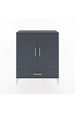 Arges Şifonyer 2 Raflı Tek Çekmeceli 2 Kapaklı 88x30x106 Antrasit-Antrasit