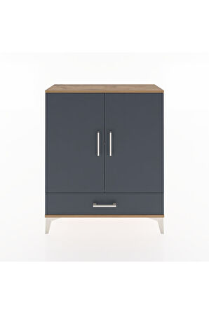 Arges Şifonyer 2 Raflı Tek Çekmeceli 2 Kapaklı 88x30x106 Çam-Antrasit
