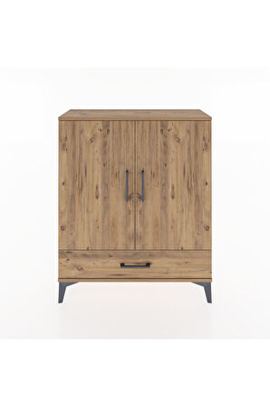 Arges Şifonyer 2 Raflı Tek Çekmeceli 2 Kapaklı 88x30x106 Çam-Çam