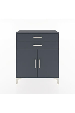 Arges Şifonyer 2 Raflı 2 Çekmeceli 2 Kapaklı 88x30x106 Antrasit-Antrasit