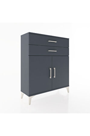 Arges Şifonyer 2 Raflı 2 Çekmeceli 2 Kapaklı 88x30x106 Antrasit-Antrasit