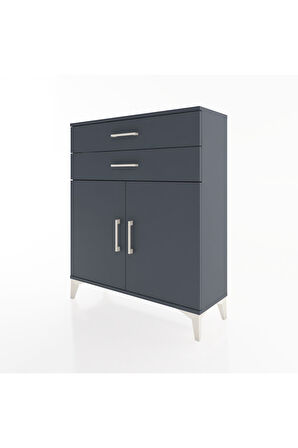 Arges Şifonyer 2 Raflı 2 Çekmeceli 2 Kapaklı 88x30x106 Antrasit-Antrasit